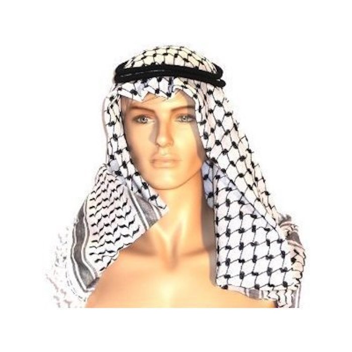 AUTHENTIC Black & White Middle Eastern Arab Kafiya Keffiyeh with Aqel Rope